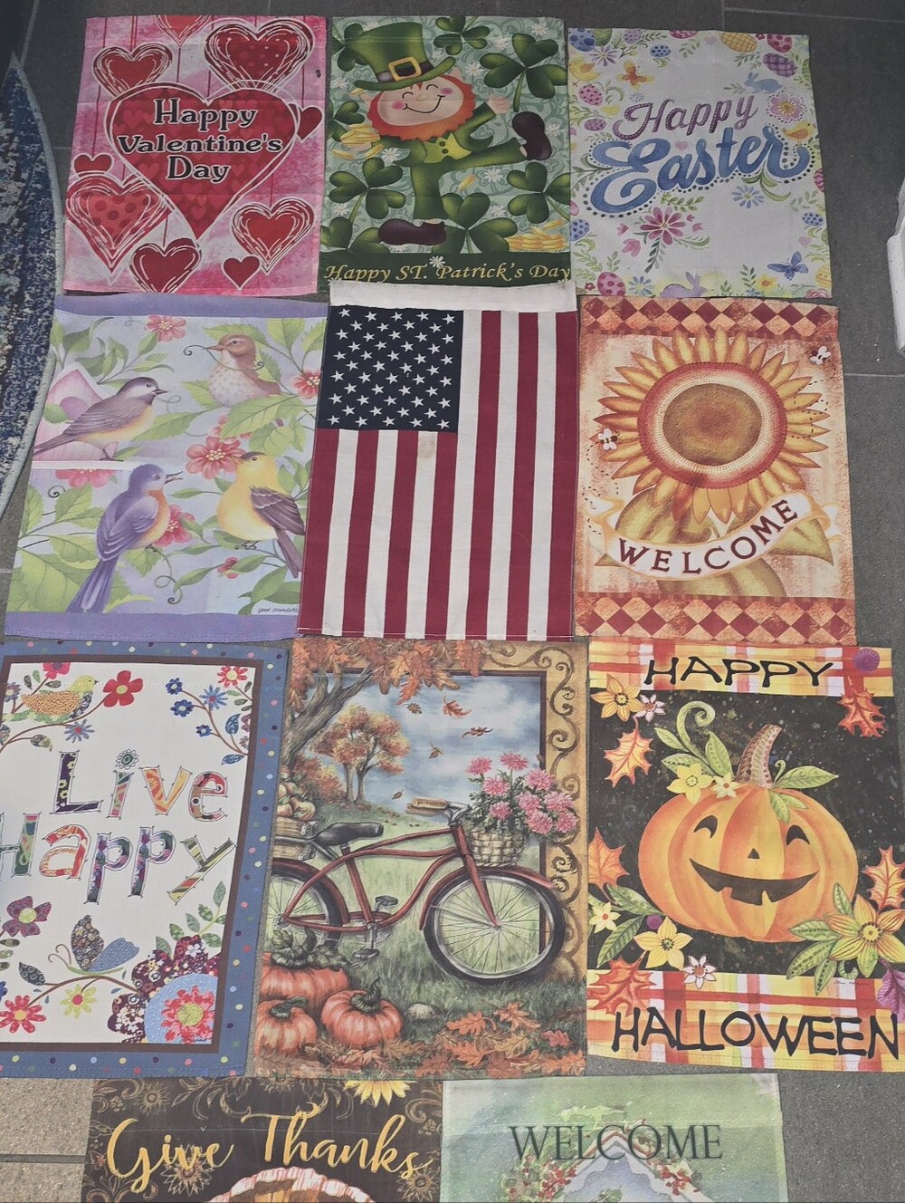 Seasonal Decorative Garden Flags - Assorted Fall & Holiday Designs 11 Total.